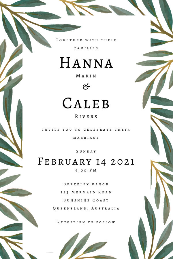 La tarjeta de invitación de boda Olivia