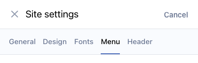Site settings - Menu